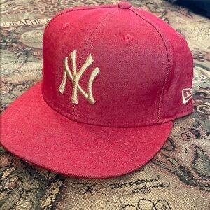 New Era Red Cap with Gold NY Logo